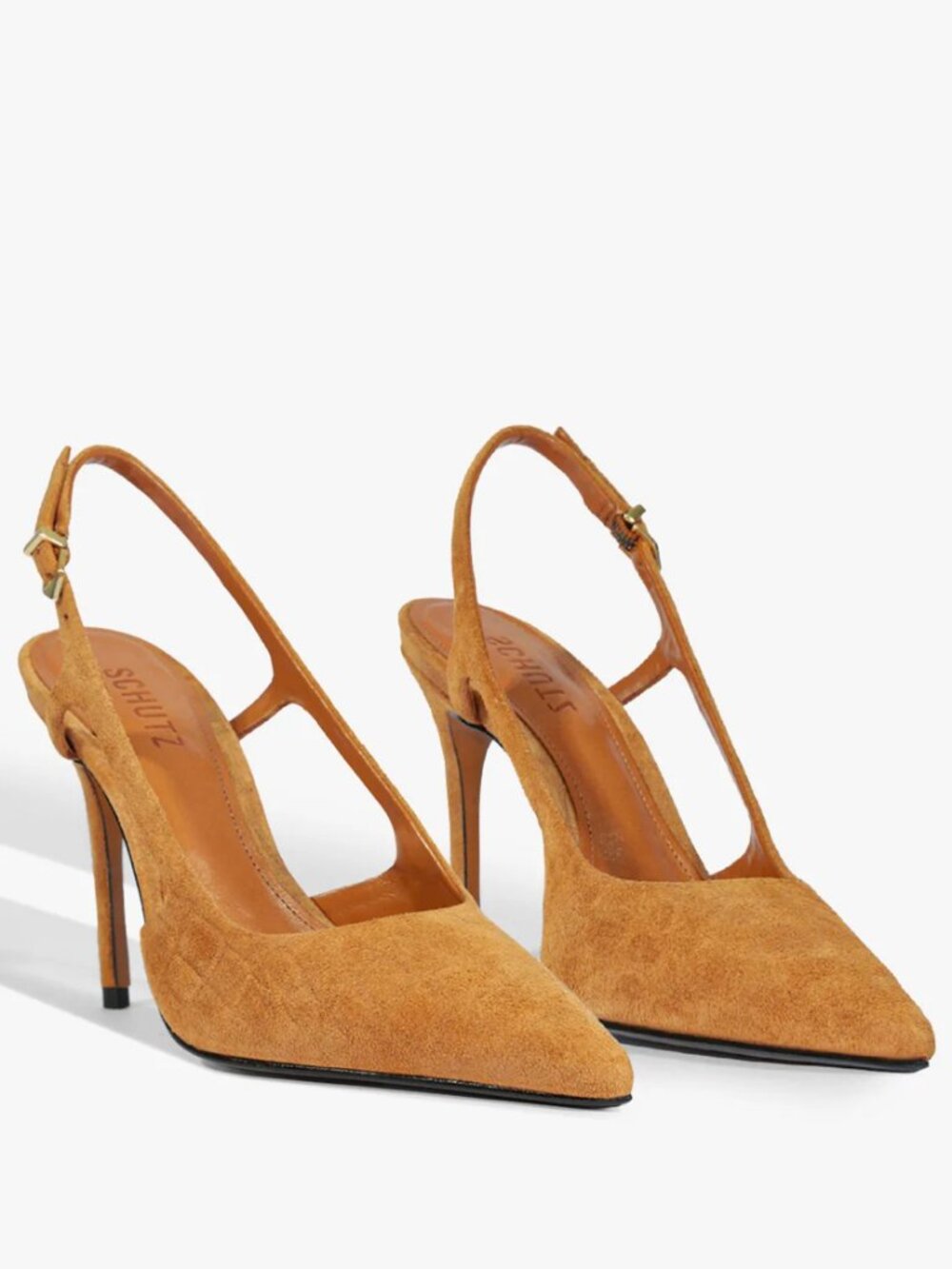 Schutz Boris Pump Cuoio Brown Croc Heels Stilettos Butterscotch Saddle Sz 7 NEW
